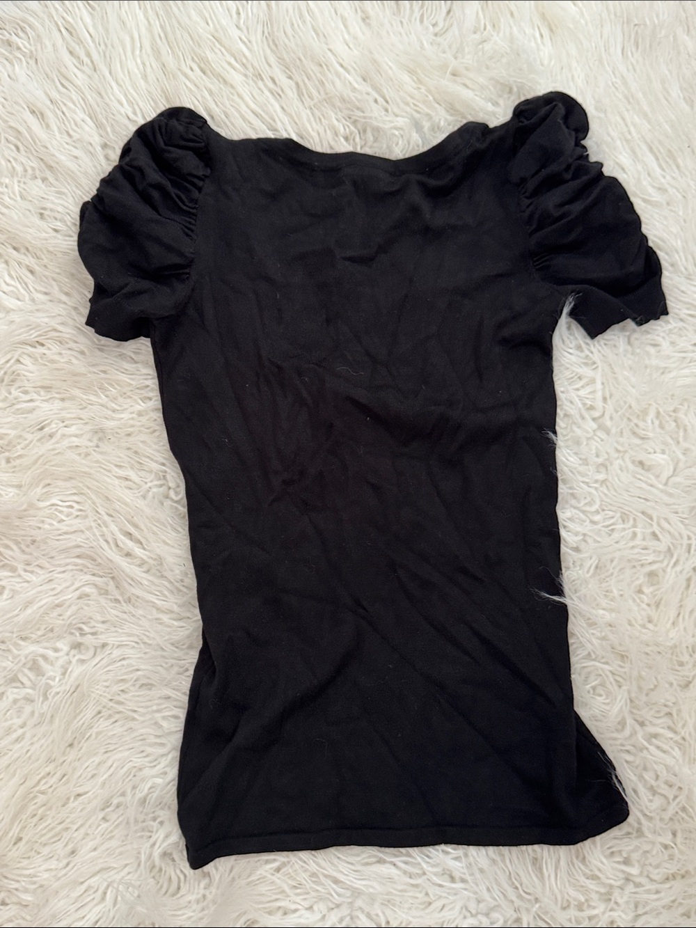 Style & Co. Black Puff Sleeve Scoop Neck Tee